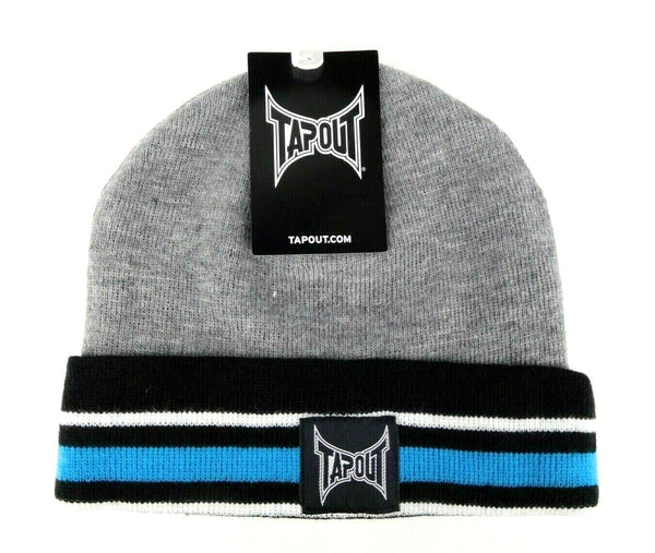 Winter Beanie UFC MMA Cage Fight Tapout Cuffed Striped Toque Grey One Size