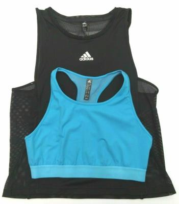 Adidas Women's Tennis Tank Top Escouade Sleeveless Black Shock + Blue Bra