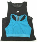 Adidas Women's Tennis Tank Top Escouade Sleeveless Black Shock + Blue Bra