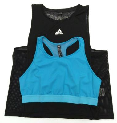 Adidas Women's Tennis Tank Top Escouade Sleeveless Black Shock + Blue Bra