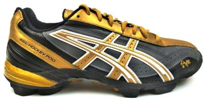 Asics Men's Field Hockey Shoes Lace Up Gel Hockey Pro Black Gold Storm New