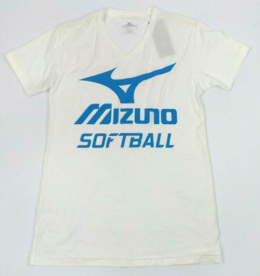 Women's Softball T-shirt Mizuno Short Sleeve V-Neck Tee White - New