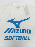 Women's Softball T-shirt Mizuno Short Sleeve V-Neck Tee White - New