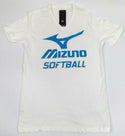Women's Softball T-shirt Mizuno Short Sleeve V-Neck Tee White - New