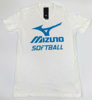 Women's Softball T-shirt Mizuno Short Sleeve V-Neck Tee White - New