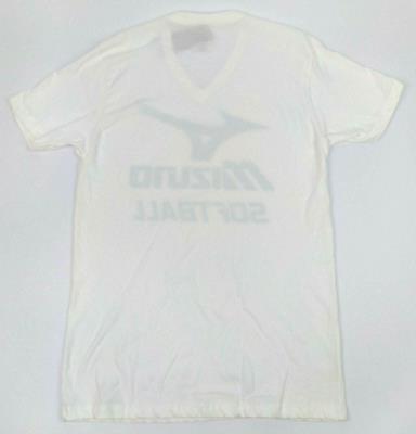 Women's Softball T-shirt Mizuno Short Sleeve V-Neck Tee White - New
