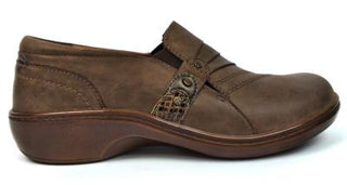 Buy stone Aravon Women's Loafers Slip On Flat Leather Shoes Danielle AR New in Box