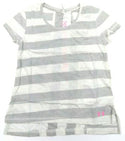 Under Armour Girls' T-Shirt Loose Fit Finale Short Sleeve Stripped Whisper Grey