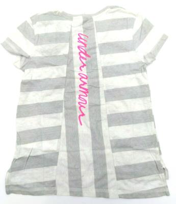 Under Armour Girls' T-Shirt Loose Fit Finale Short Sleeve Stripped Whisper Grey