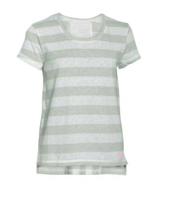 Under Armour Girls' T-Shirt Loose Fit Finale Short Sleeve Stripped Whisper Grey
