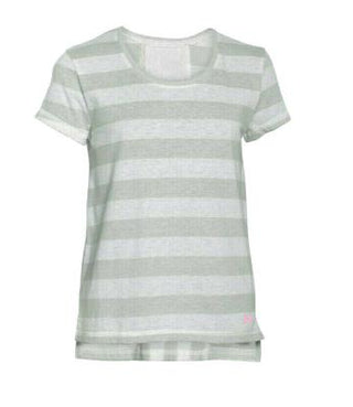 Under Armour Girls' T-Shirt Loose Fit Finale Short Sleeve Stripped Whisper Grey