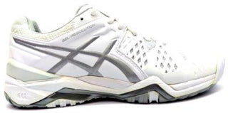 Buy white-silver Asics Women&#39;s Tennis Shoes GEL-Resolution 6 Lightweight Lace Up E550Y New in Box