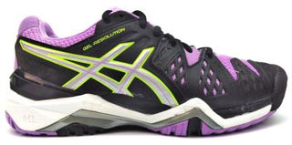 Buy black-silver-orchid Asics Women&#39;s Tennis Shoes GEL-Resolution 6 Lightweight Lace Up E550Y New in Box