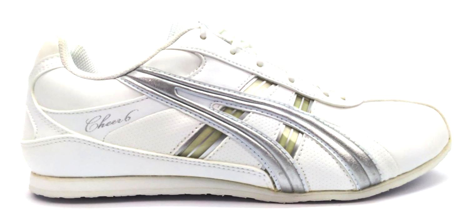 Asics Women s Cheerleader Shoes Cheer 6 Sneakers White Silver Size 8.5 The Quality Masters