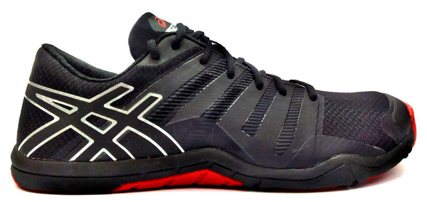 Asics Men's Training Shoe Met Conviction Lace Up Sneaker Black Silver Racing Red