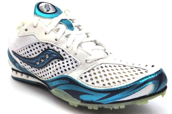 Saucony Women's Running Shoes Athletic Spike Velocity Distance 2 White Blue