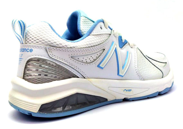 New Balance Women's Cross Training Shoes Casual Comfort Lace Up White Blue WX857