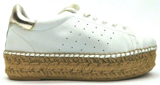 Steve Madden Women's Pace Leather Low Top Lace Up Shoes White Gold Size 5 New
