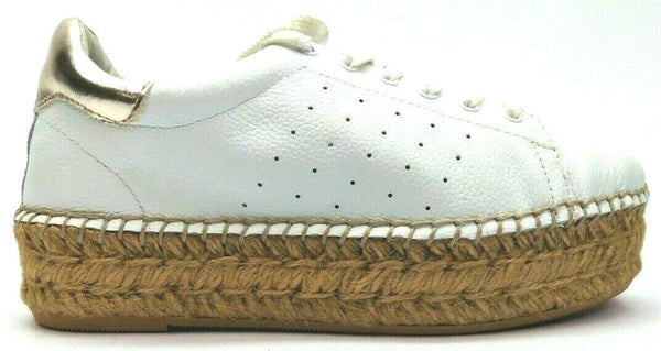 Steve Madden Women's Pace Leather Low Top Lace Up Shoes White Gold Size 5 New