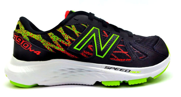 New Balance Kids Running Shoes Lace Up Speed Sneakers Black Green Orange