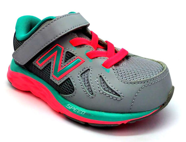 New Balance Kids Toddler Running Shoe Hook And Loop Speed Sneaker Gray Pink Mint