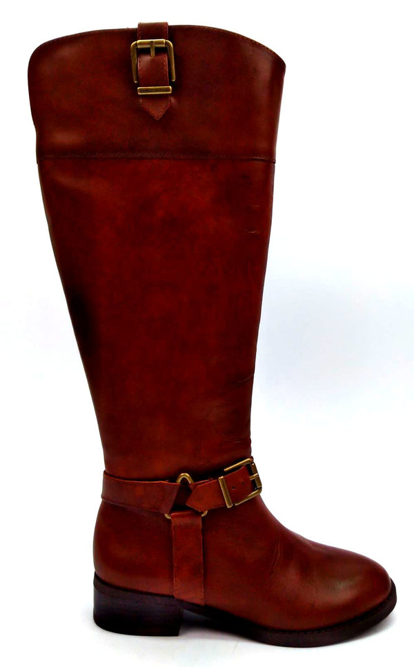 INC International Concepts Women's High Boots Fedee Leather Tall Knee Brown 5 M