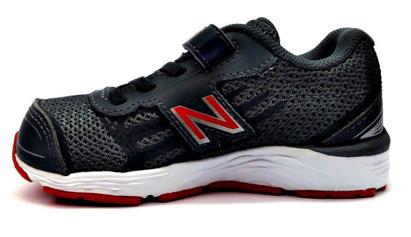 New Balance Kids Running Shoes Athletic Hook and Loop Sneakers Black Gray 7.5 M