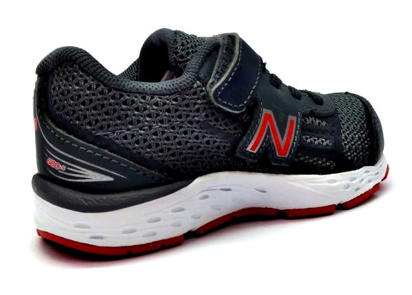 New Balance Kids Running Shoes Athletic Hook and Loop Sneakers Black Gray 7.5 M