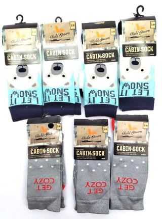 Lot of 7 Field & Stream Youth Cabin Socks Holiday Breathable Crew Socks Size S/M