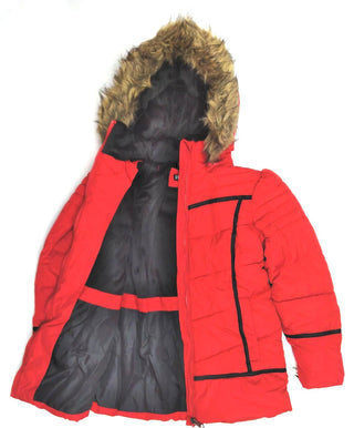 Steve Madden Girls' Winter Jacket Coat Puffer Bubble Hooded Red Size 14/16