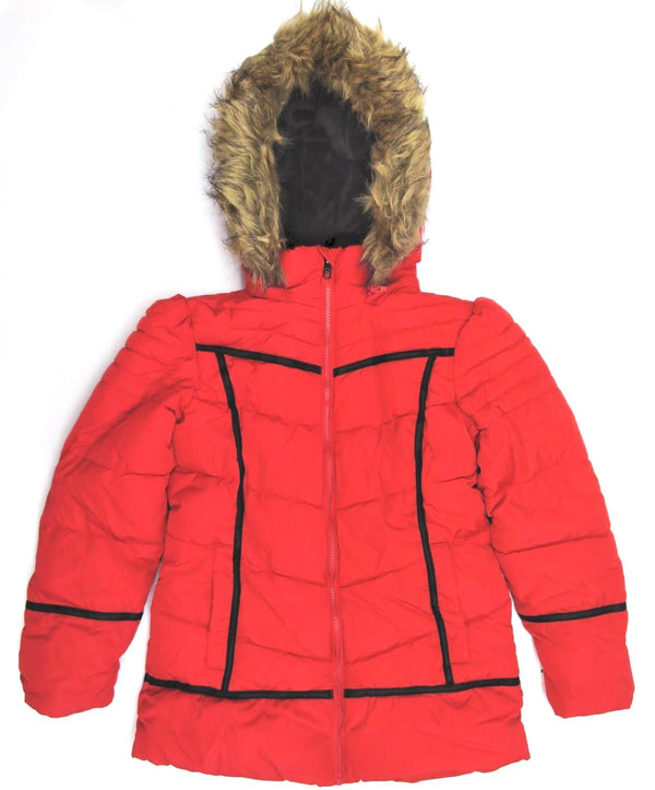 Steve Madden Girls' Winter Jacket Coat Puffer Bubble Hooded Red Size 14/16