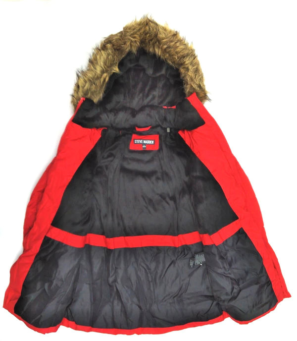 Steve Madden Girls' Winter Jacket Coat Puffer Bubble Hooded Red Size 14/16