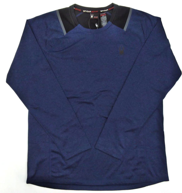 Spyder Men's Active Long Sleeve Baselayer Shirt Dust Navy Heather Medium New