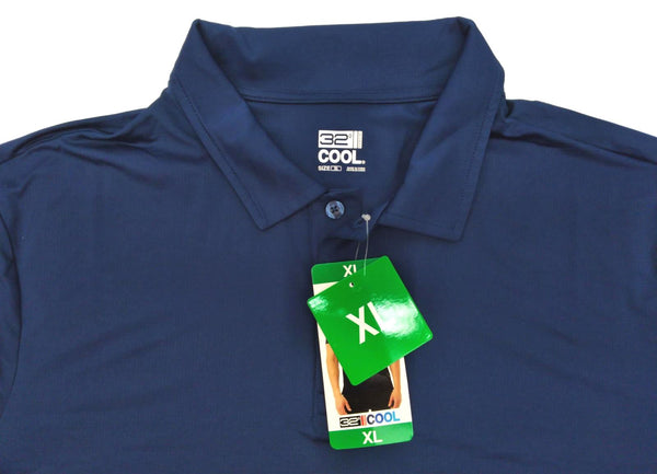 32 Degrees Cool Men's Golf Polo Shirt Short Sleeve Activewear Navy Blue Size XL