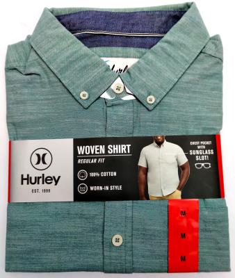 Hurley Men's Button Shirt Casual Short Sleeve Regular Fit 100% Cotton Woven New