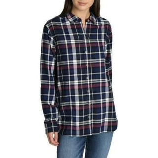 Buy blue-white Jachs Girlfriend Women's Plaid Shirt Lightweight Cozy Super Soft Flannel New