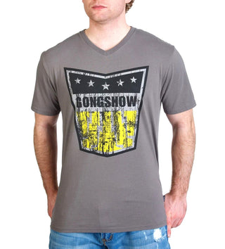 Gongshow Men's T-Shirt Puck Crest V-Neck Short Sleeved Grey Size X-Large