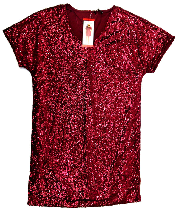 Hilary Radley Women's Party Dress Cocktail Sequin Casual Dress Wine Red Medium