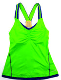 Saucony Women's Top Tank Ruched LX Singlets Technical Acid Green Cobalt XS
