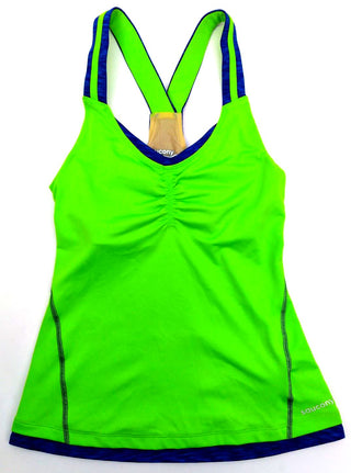 Saucony Women's Top Tank Ruched LX Singlets Technical Acid Green Cobalt XS