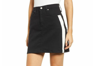 Calvin Klein Women's Mini Skirt Jeans Striped Denim Black White Size 32 New