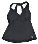 TYR Women's Swimwear Solid Halter Twisted Tankini Top Black Costume Size 6