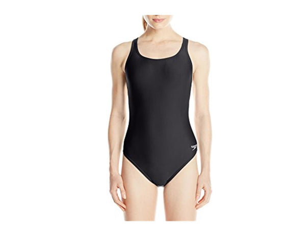 Speedo Women's One-Piece Contrast-Trim Swimwear Black