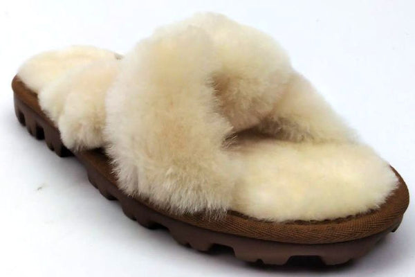Dearfoams Women's Clog Slippers Indoor Outdoor Memory Foam Faux Fur Tan Size 6