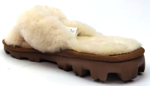 Dearfoams Women's Clog Slippers Indoor Outdoor Memory Foam Faux Fur Tan Size 6
