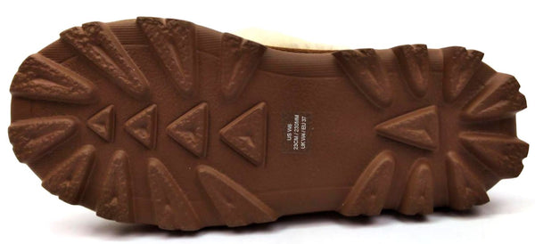 Dearfoams Women's Clog Slippers Indoor Outdoor Memory Foam Faux Fur Tan Size 6