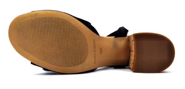 Marc Fisher Women's Ankle Strap Sandals Piya Suede Open Toe Casual Black Sz 8.5