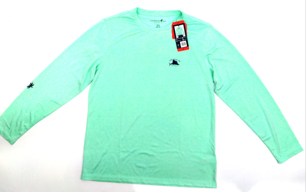 Caribbean Joe Men's Shirt Light Green Long Sleeve Swordfish Logo Graphic Size M