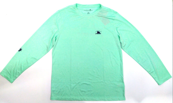 Caribbean Joe Men's Shirt Light Green Long Sleeve Swordfish Logo Graphic Size M