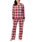 Nautica Women's Pajama Sleepwear Fleece Set Plaid Red White 2 Piece Size XXL